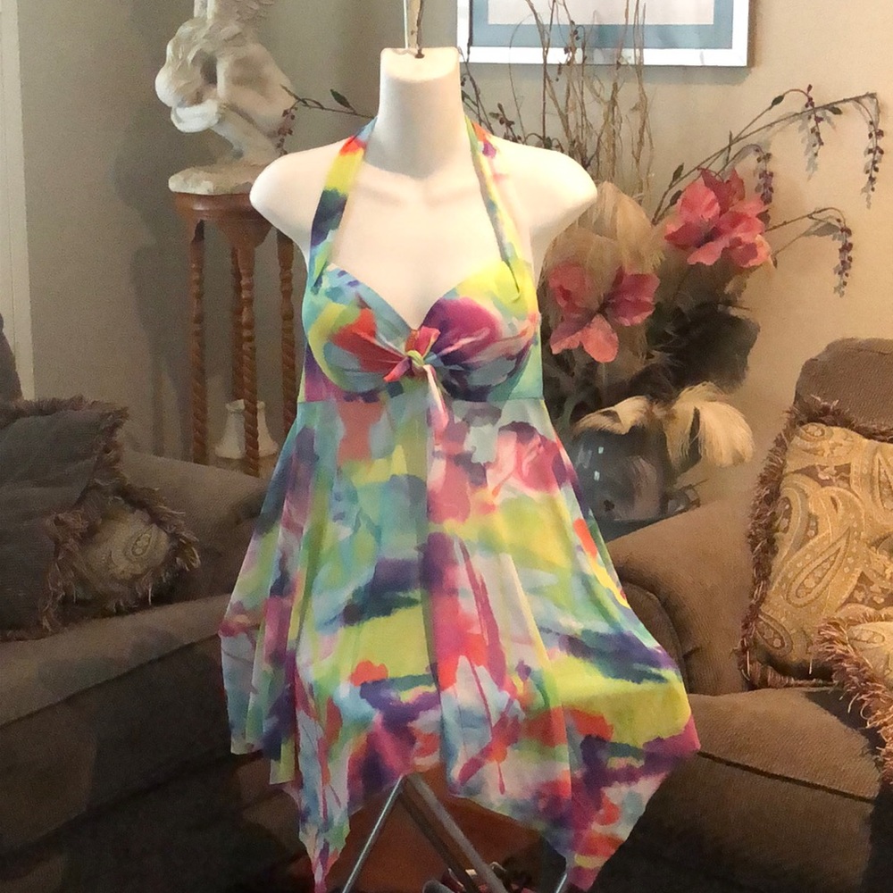 Halter Dress High/Low Hem Built in Bra Size Med